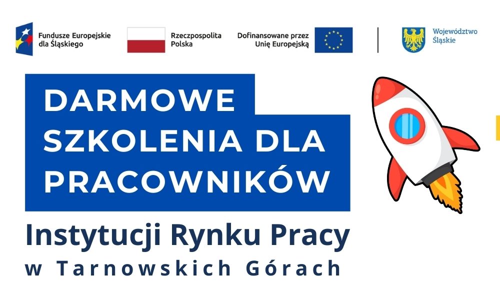 Plakat projektu "Siła kompetencji" z napisem "Darmowe szkolenia dla pracowników"